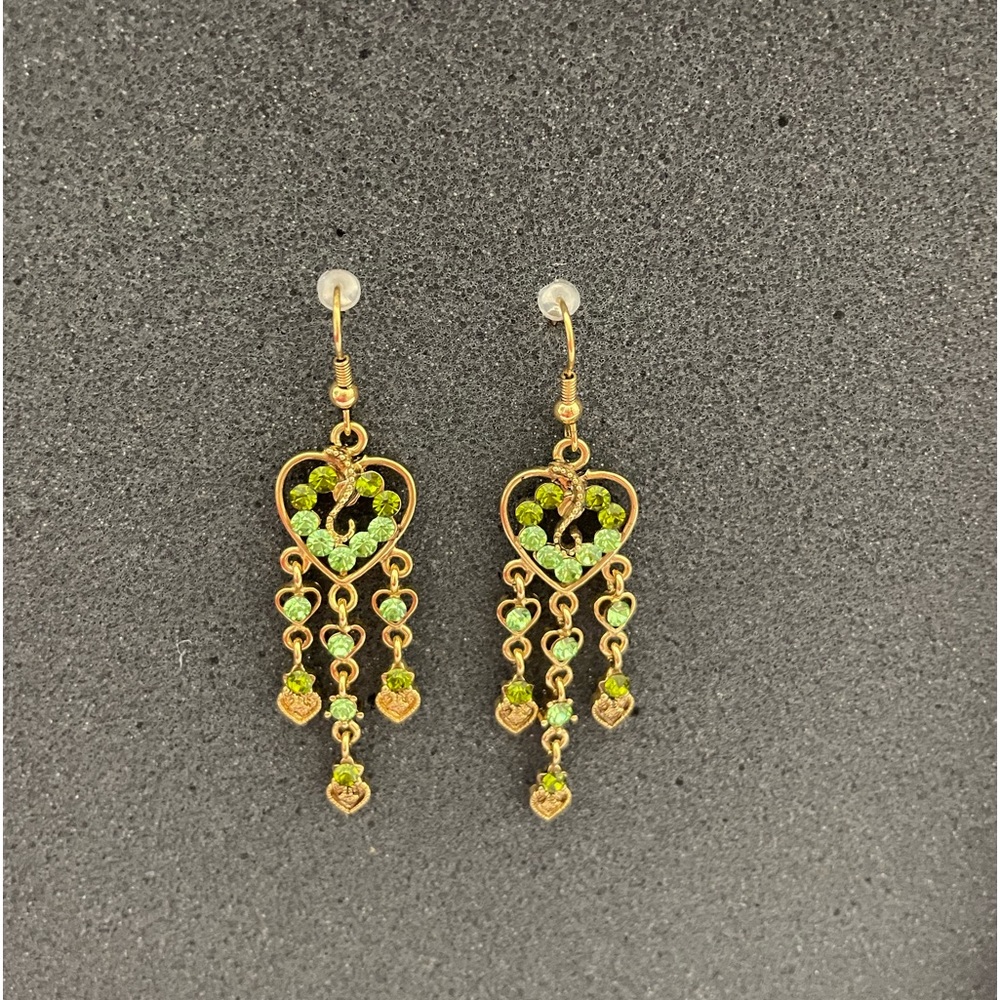 Gold with green earrings. Used